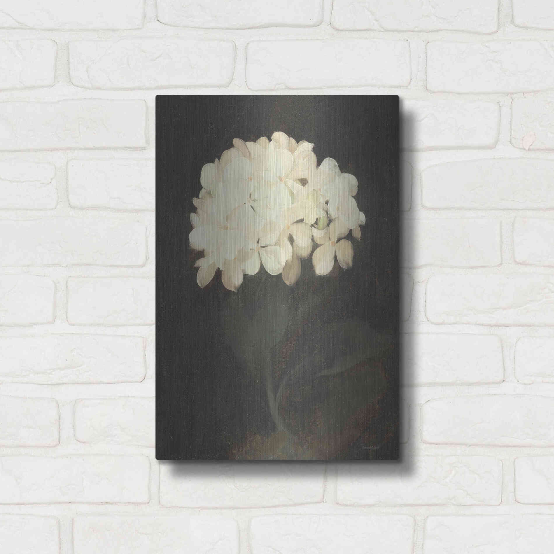 Luxe Metal Art 'Vintage White Hydrangea' by Lettered & Lined, Metal Wall Art,12x16