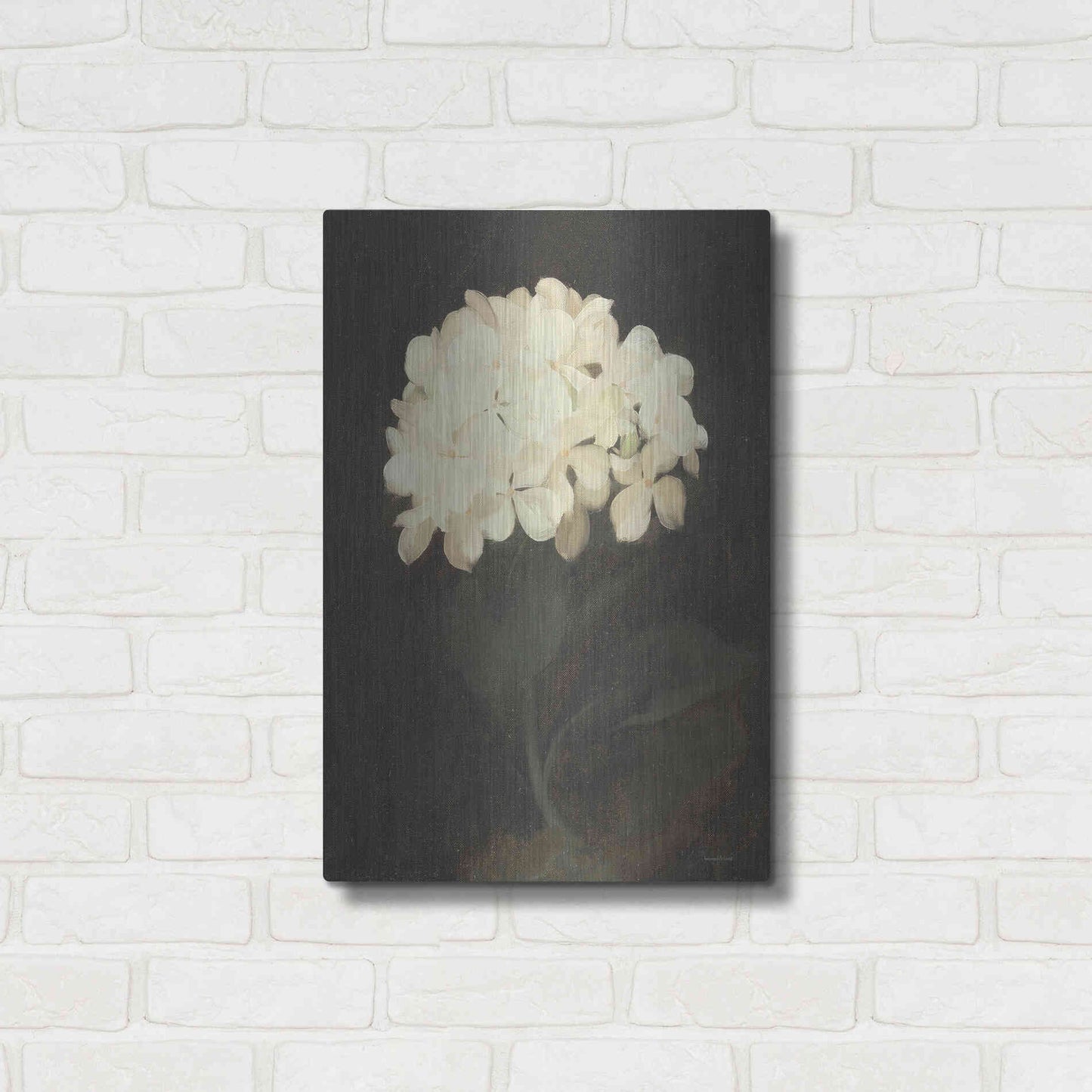 Luxe Metal Art 'Vintage White Hydrangea' by Lettered & Lined, Metal Wall Art,16x24