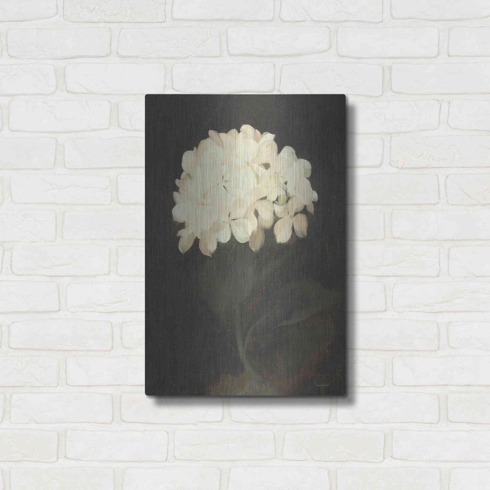 Luxe Metal Art 'Vintage White Hydrangea' by Lettered & Lined, Metal Wall Art,16x24