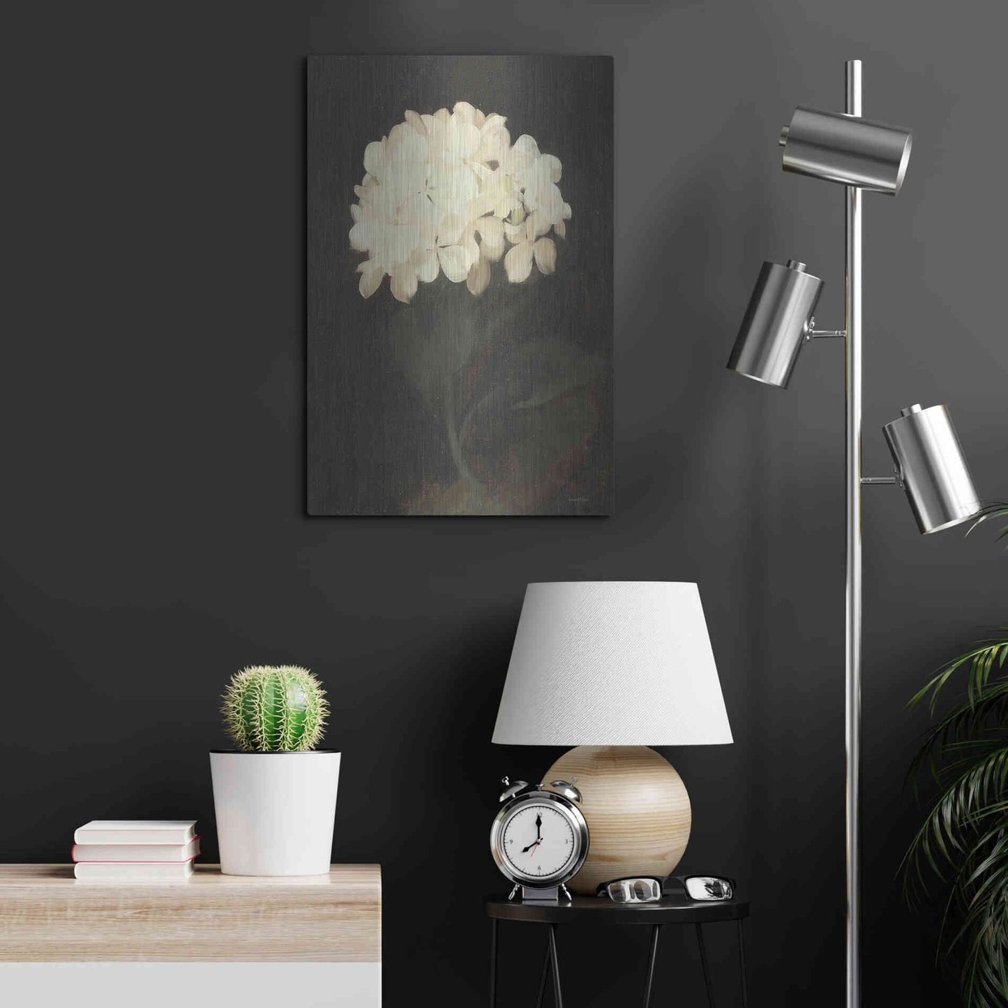 Luxe Metal Art 'Vintage White Hydrangea' by Lettered & Lined, Metal Wall Art,16x24
