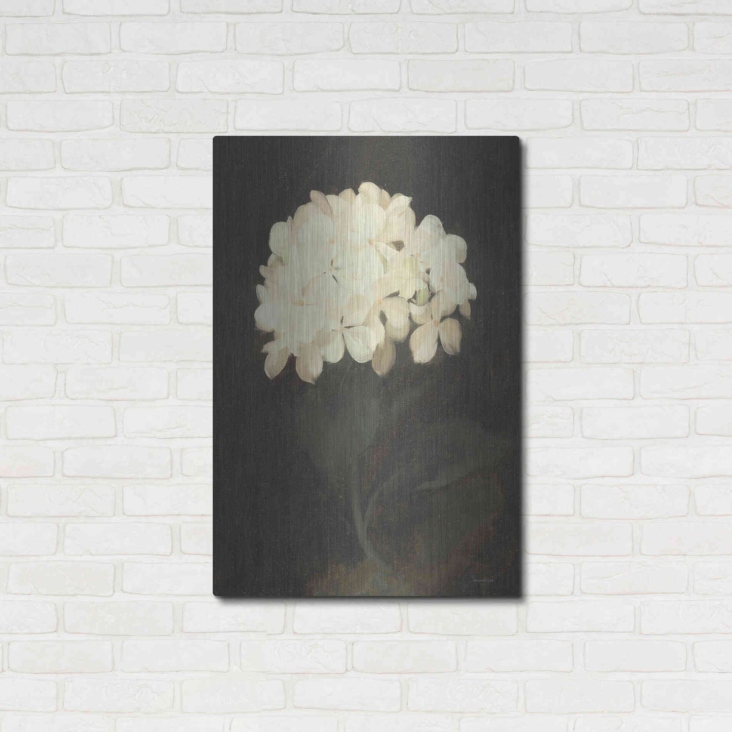 Luxe Metal Art 'Vintage White Hydrangea' by Lettered & Lined, Metal Wall Art,24x36