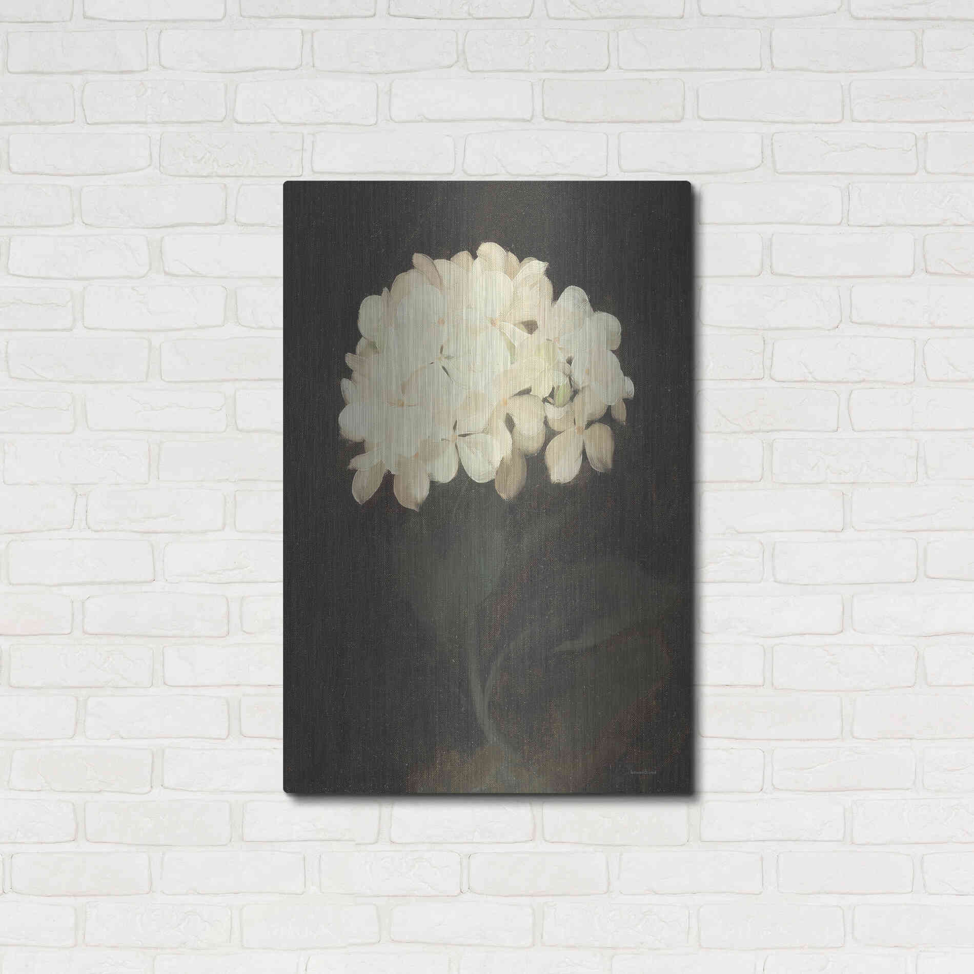 Luxe Metal Art 'Vintage White Hydrangea' by Lettered & Lined, Metal Wall Art,24x36