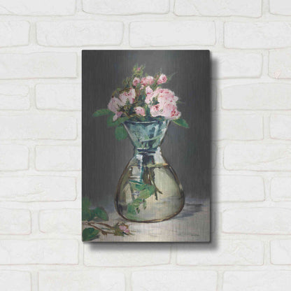 Luxe Metal Art 'Watercolor Pink Roses' by Lettered & Lined, Metal Wall Art,12x16