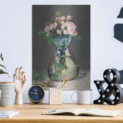 Luxe Metal Art 'Watercolor Pink Roses' by Lettered & Lined, Metal Wall Art,12x16