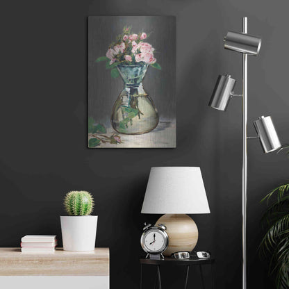 Luxe Metal Art 'Watercolor Pink Roses' by Lettered & Lined, Metal Wall Art,16x24