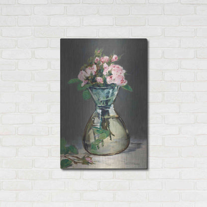 Luxe Metal Art 'Watercolor Pink Roses' by Lettered & Lined, Metal Wall Art,24x36