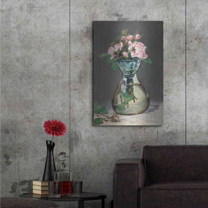 Luxe Metal Art 'Watercolor Pink Roses' by Lettered & Lined, Metal Wall Art,24x36