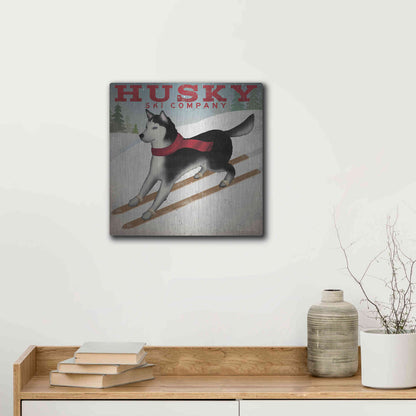 Luxe Metal Art 'Husky Ski Co' by Ryan Fowler, Metal Wall Art,12x12