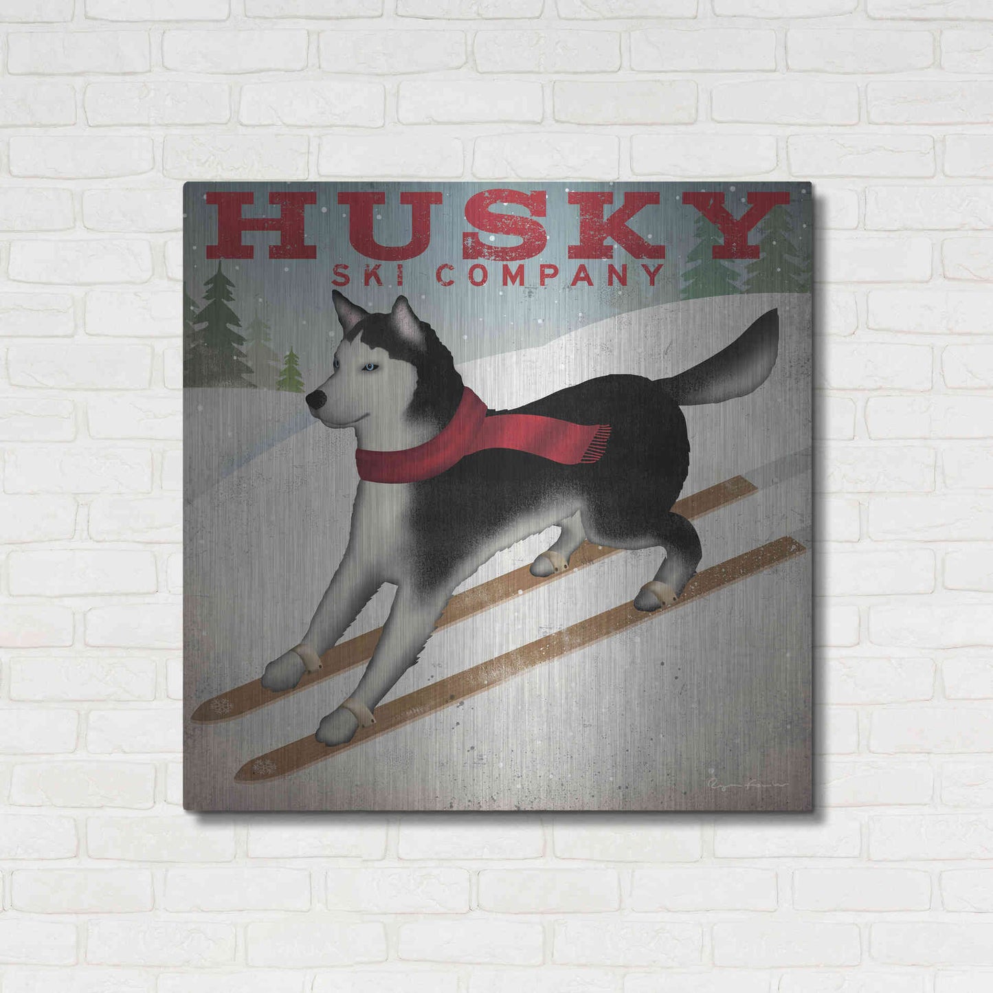Luxe Metal Art 'Husky Ski Co' by Ryan Fowler, Metal Wall Art,36x36