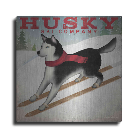 Luxe Metal Art 'Husky Ski Co' by Ryan Fowler, Metal Wall Art