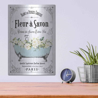 Luxe Metal Art 'French Bathroom Set I' by Lettered & Lined, Metal Wall Art,12x16