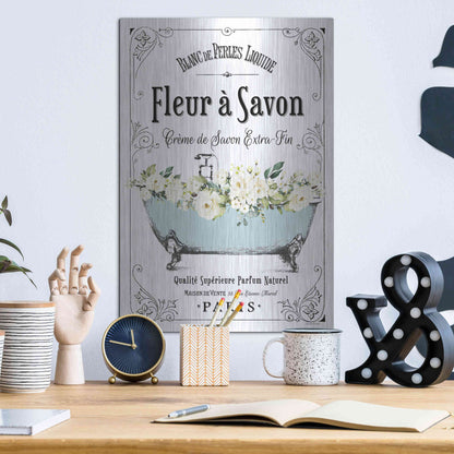 Luxe Metal Art 'French Bathroom Set I' by Lettered & Lined, Metal Wall Art,12x16