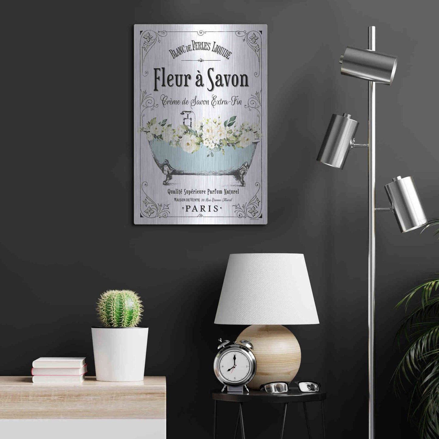 Luxe Metal Art 'French Bathroom Set I' by Lettered & Lined, Metal Wall Art,16x24