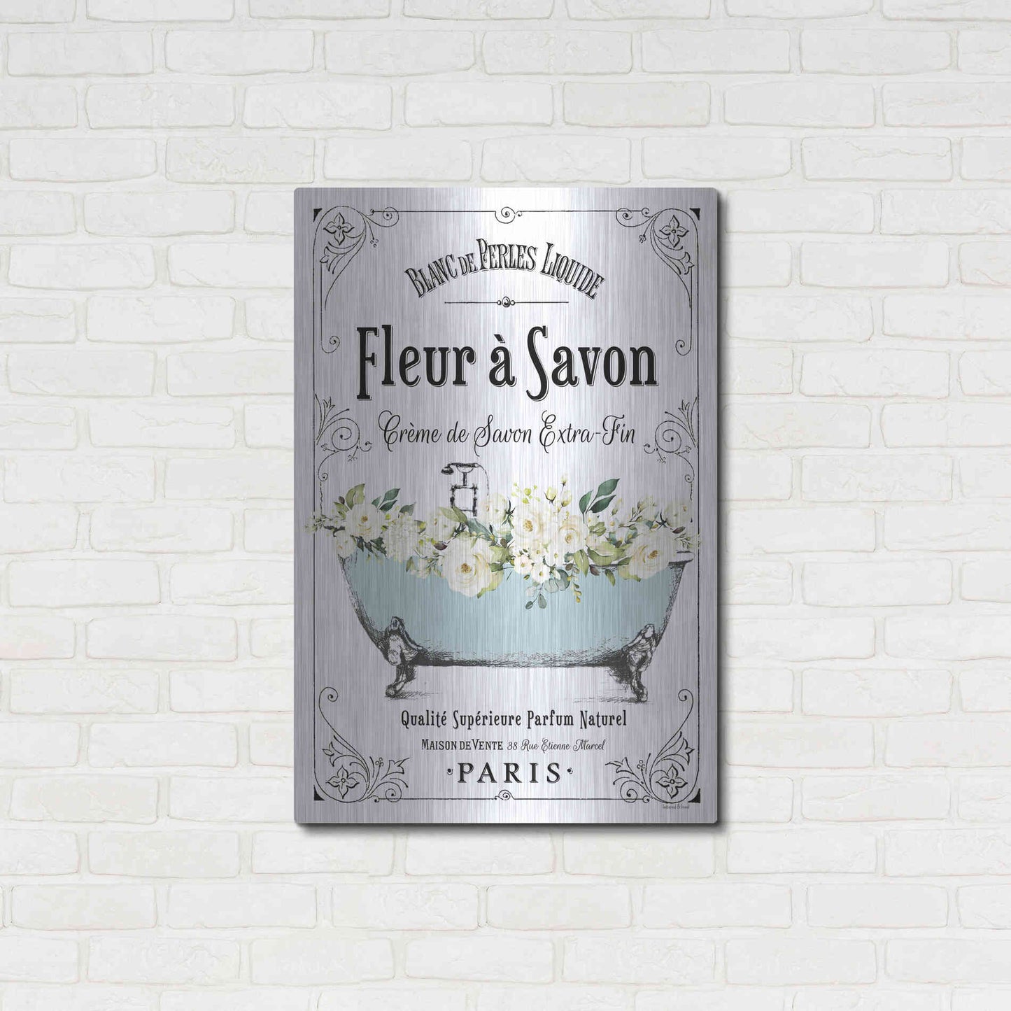 Luxe Metal Art 'French Bathroom Set I' by Lettered & Lined, Metal Wall Art,24x36