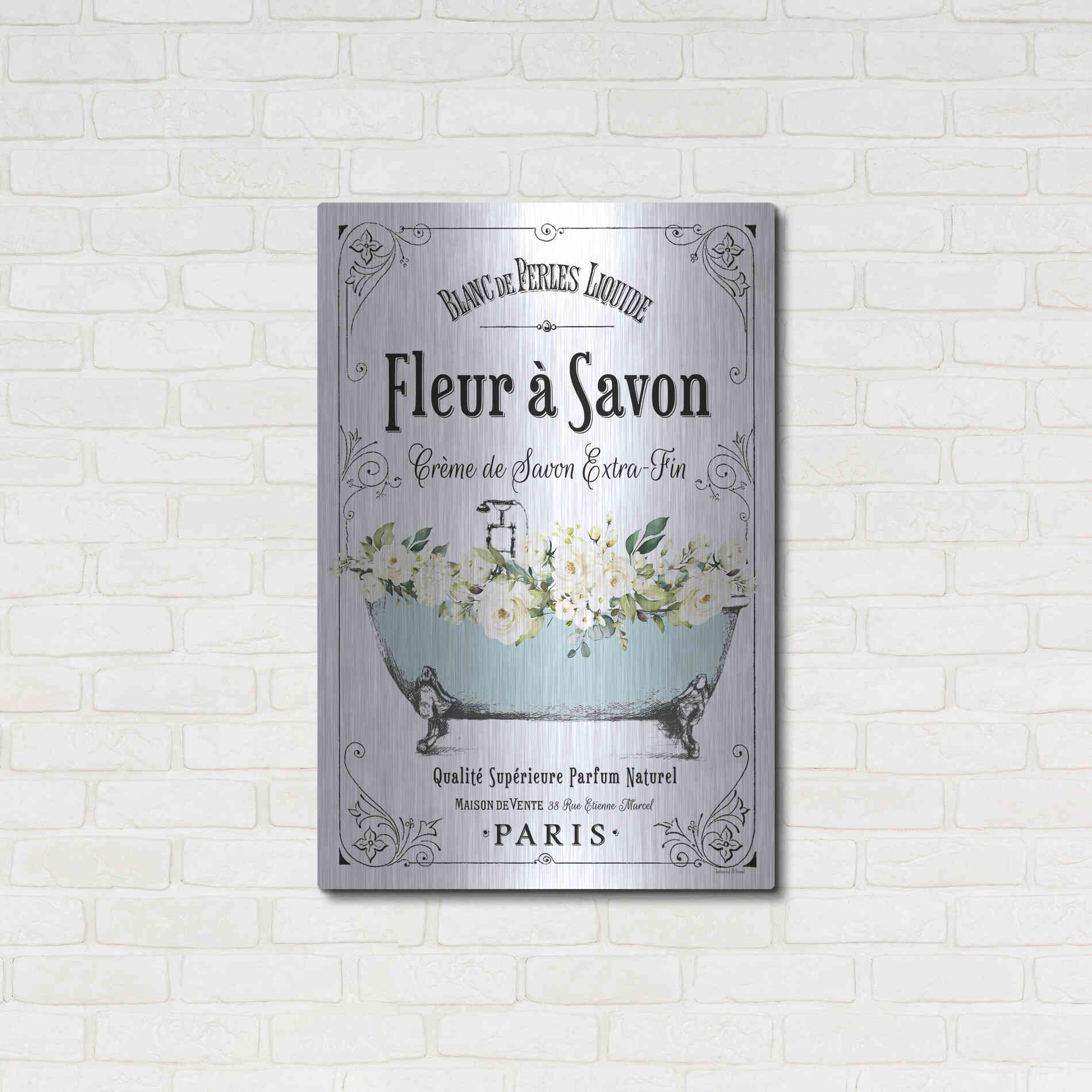 Luxe Metal Art 'French Bathroom Set I' by Lettered & Lined, Metal Wall Art,24x36