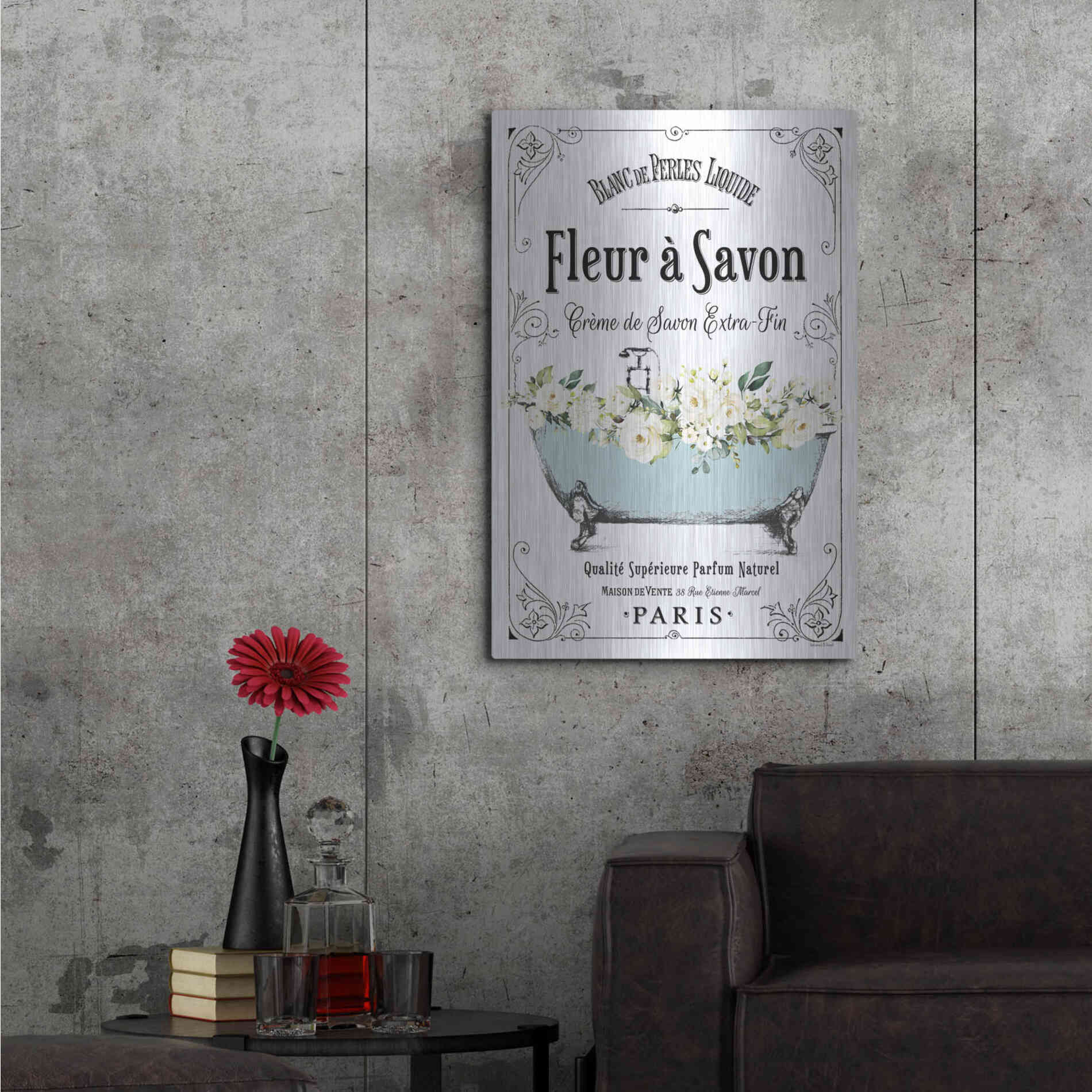Luxe Metal Art 'French Bathroom Set I' by Lettered & Lined, Metal Wall Art,24x36