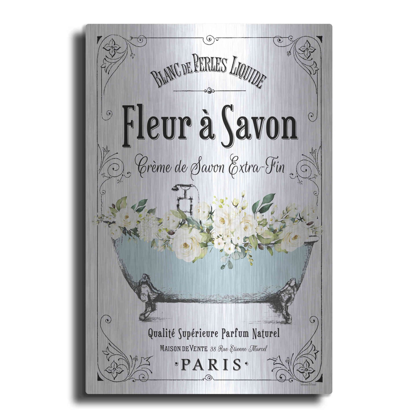 Luxe Metal Art 'French Bathroom Set I' by Lettered & Lined, Metal Wall Art