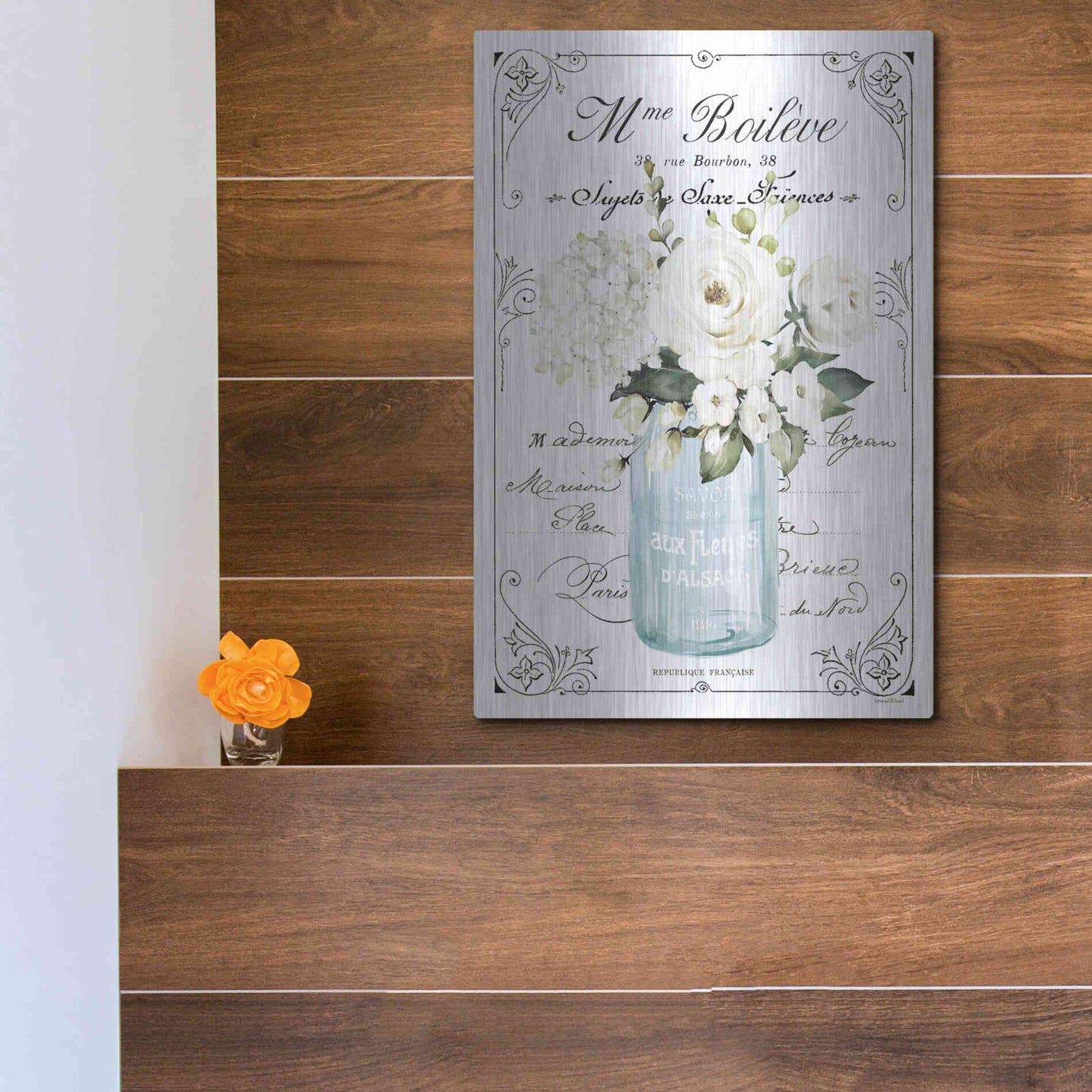 Luxe Metal Art 'French Bathroom Set II' by Lettered & Lined, Metal Wall Art,12x16