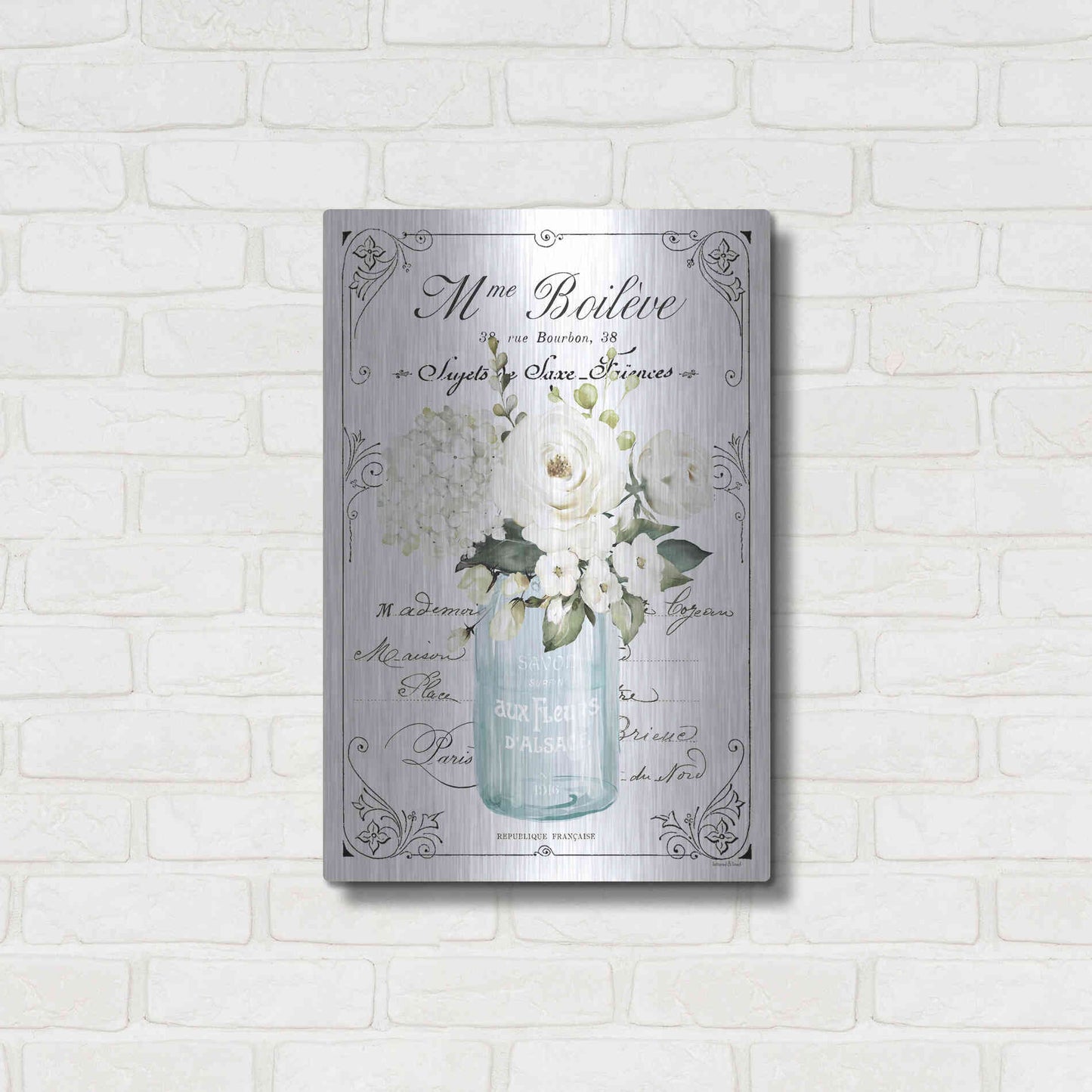 Luxe Metal Art 'French Bathroom Set II' by Lettered & Lined, Metal Wall Art,16x24