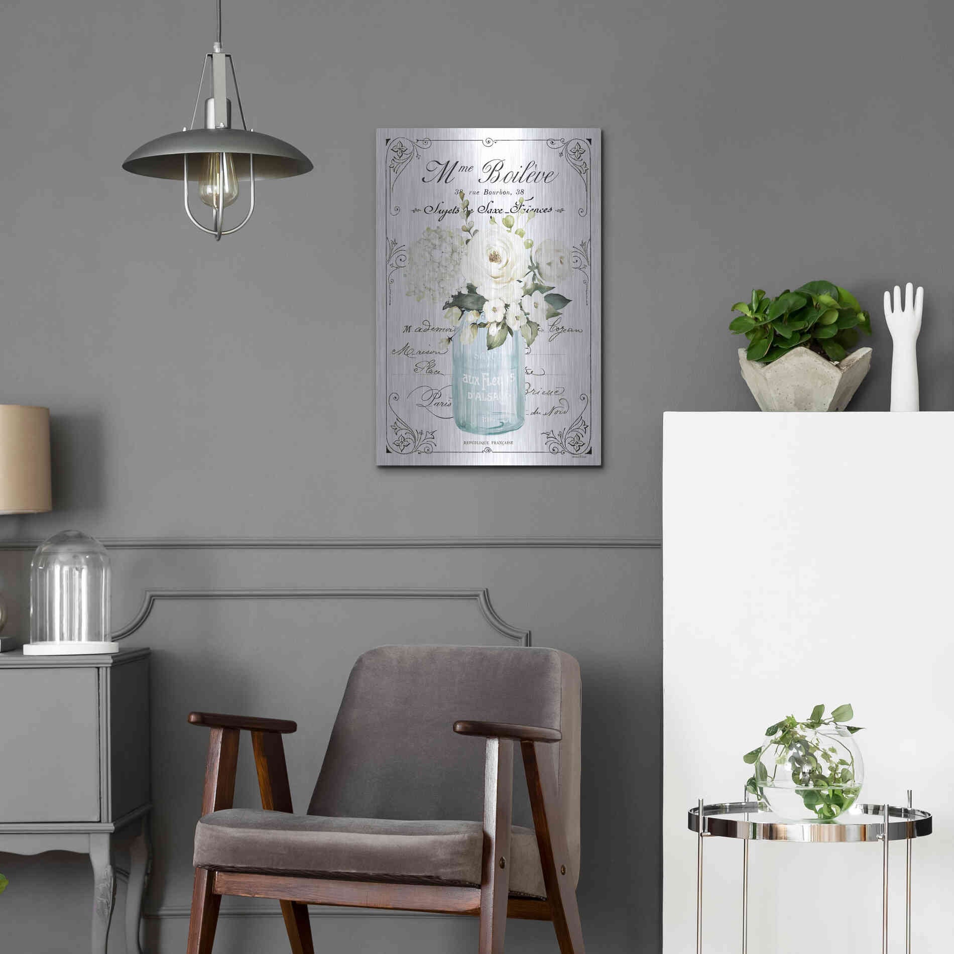 Luxe Metal Art 'French Bathroom Set II' by Lettered & Lined, Metal Wall Art,16x24