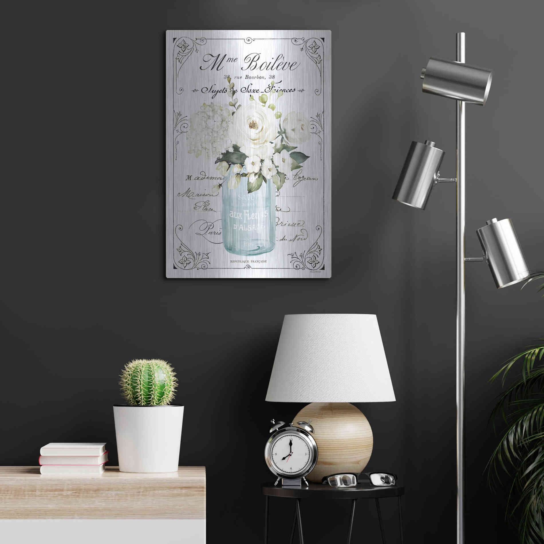 Luxe Metal Art 'French Bathroom Set II' by Lettered & Lined, Metal Wall Art,16x24