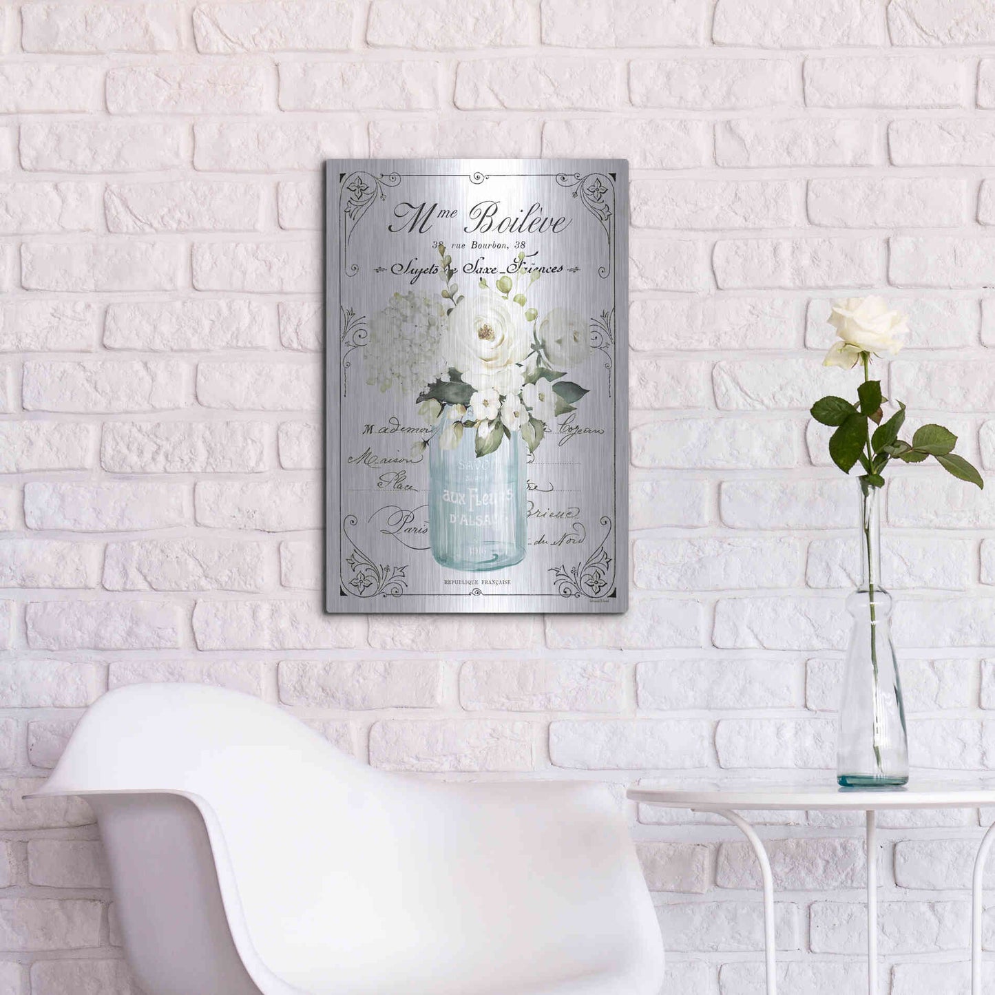 Luxe Metal Art 'French Bathroom Set II' by Lettered & Lined, Metal Wall Art,16x24