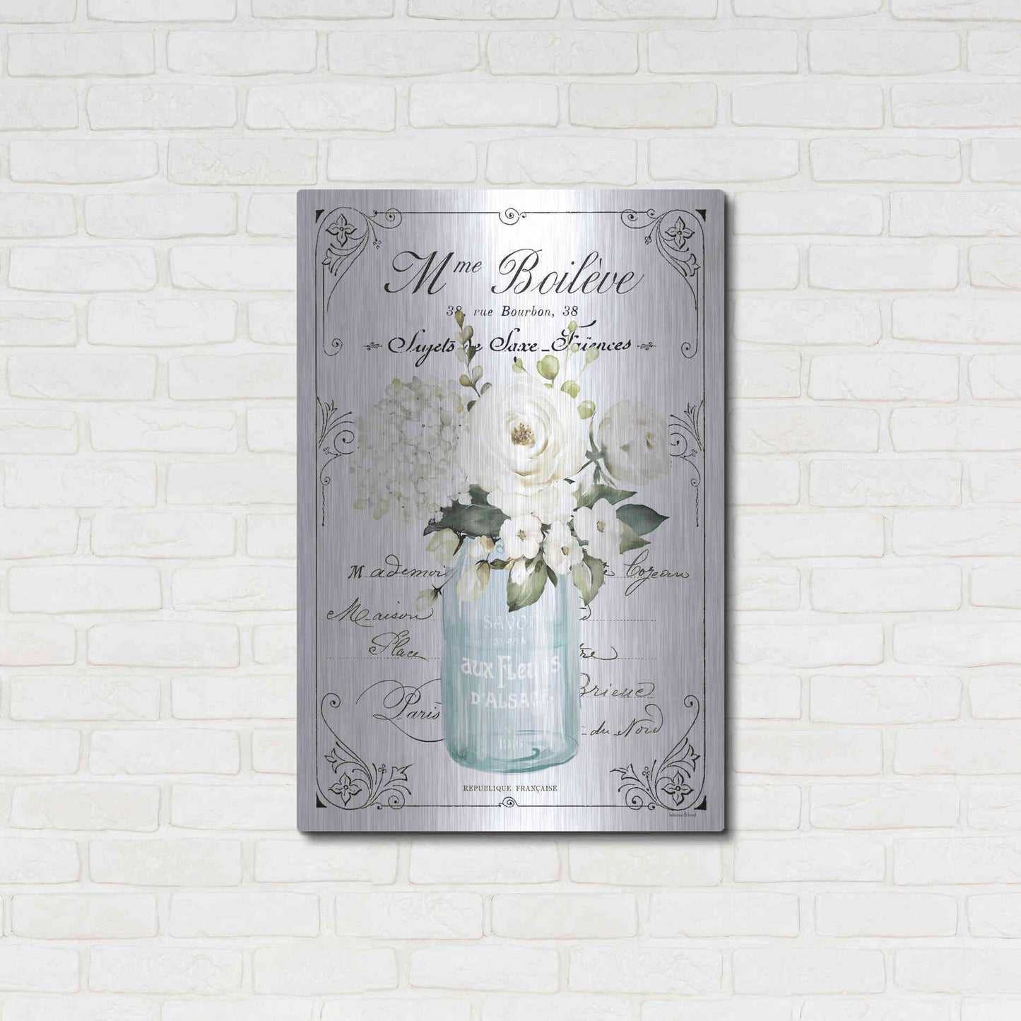 Luxe Metal Art 'French Bathroom Set II' by Lettered & Lined, Metal Wall Art,24x36