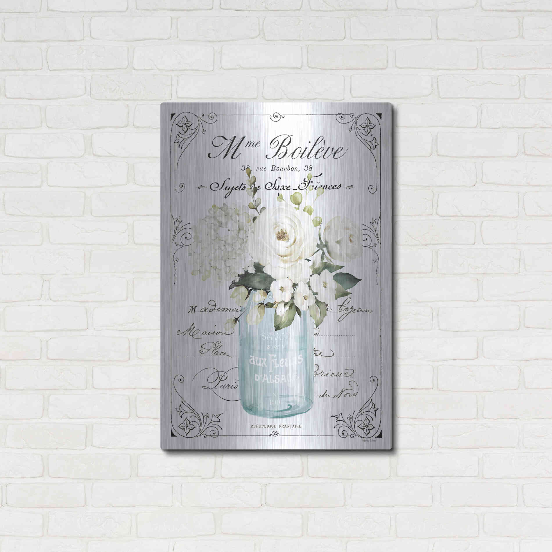 Luxe Metal Art 'French Bathroom Set II' by Lettered & Lined, Metal Wall Art,24x36