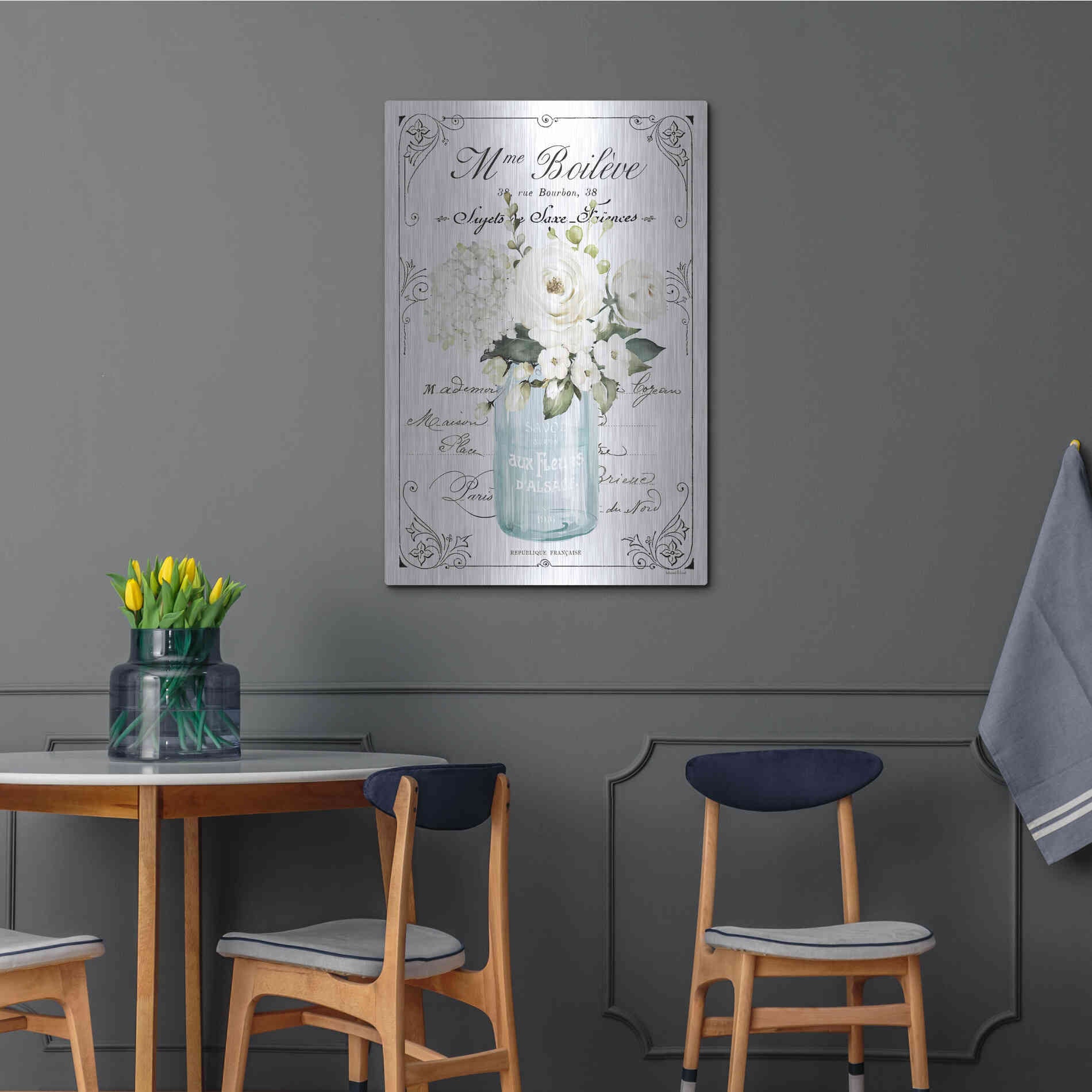 Luxe Metal Art 'French Bathroom Set II' by Lettered & Lined, Metal Wall Art,24x36