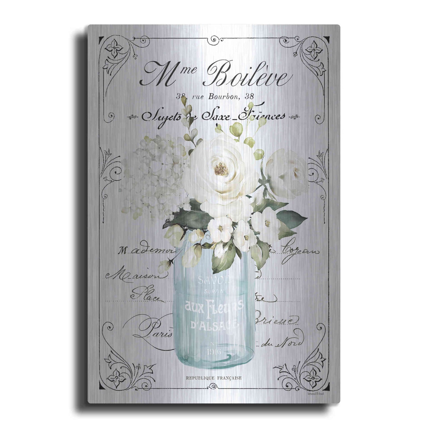 Luxe Metal Art 'French Bathroom Set II' by Lettered & Lined, Metal Wall Art