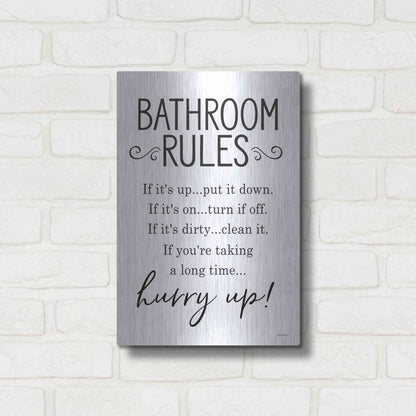 Luxe Metal Art 'Bathroom Rules' by Lettered & Lined, Metal Wall Art,12x16