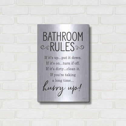 Luxe Metal Art 'Bathroom Rules' by Lettered & Lined, Metal Wall Art,16x24