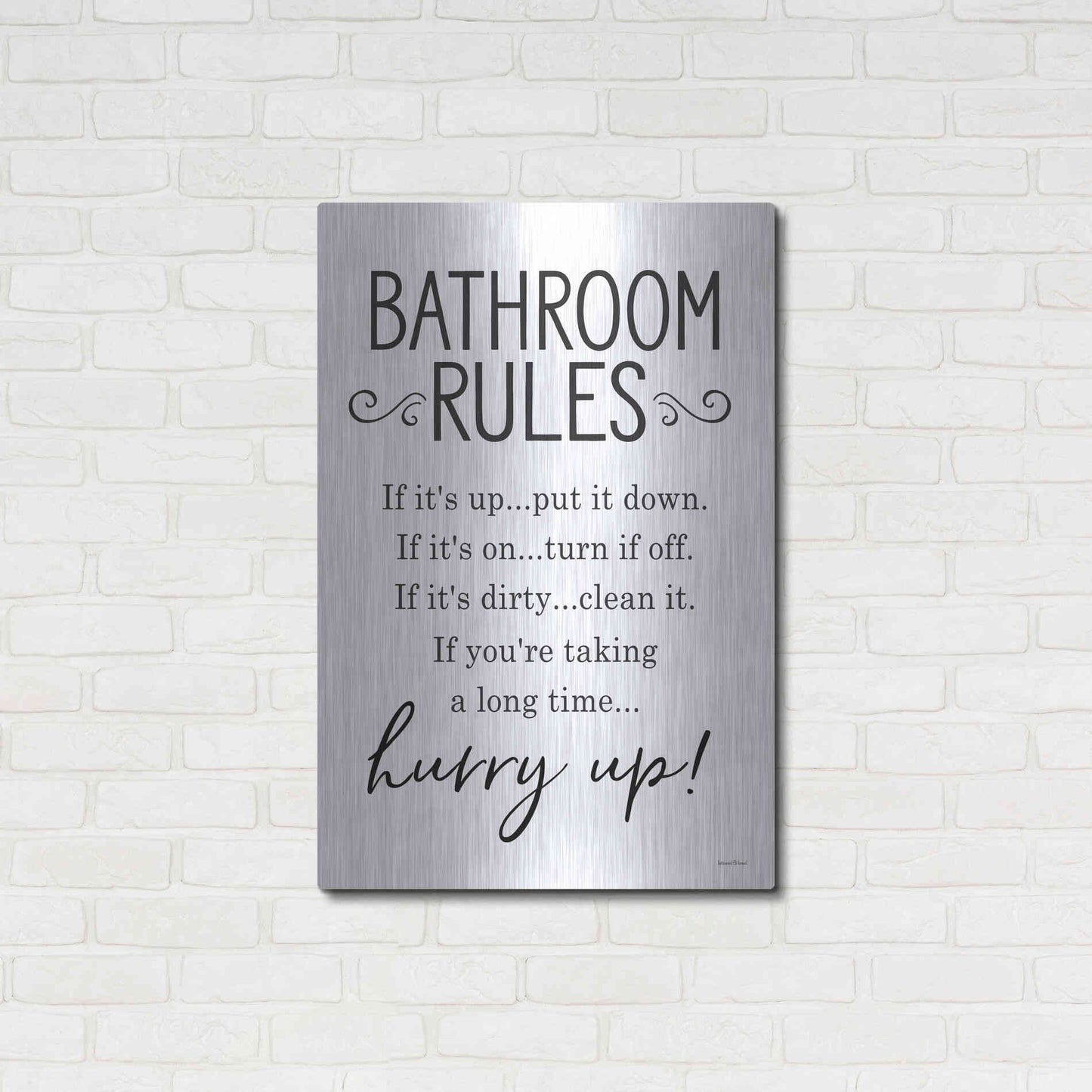 Luxe Metal Art 'Bathroom Rules' by Lettered & Lined, Metal Wall Art,24x36