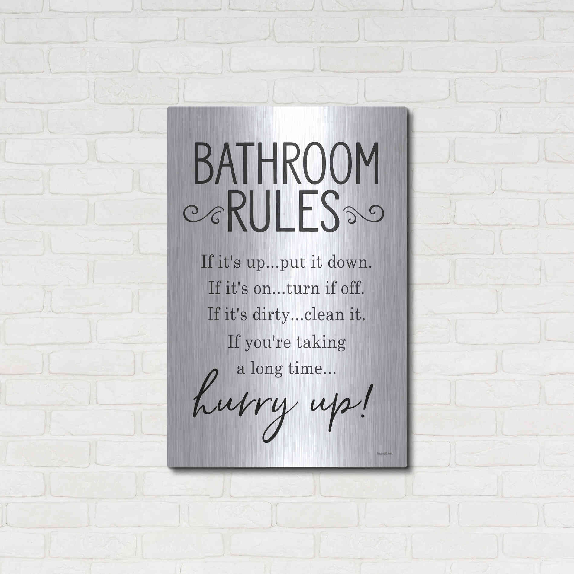 Luxe Metal Art 'Bathroom Rules' by Lettered & Lined, Metal Wall Art,24x36