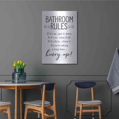 Luxe Metal Art 'Bathroom Rules' by Lettered & Lined, Metal Wall Art,24x36