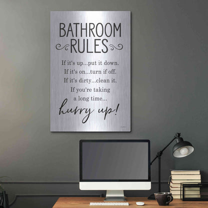 Luxe Metal Art 'Bathroom Rules' by Lettered & Lined, Metal Wall Art,24x36