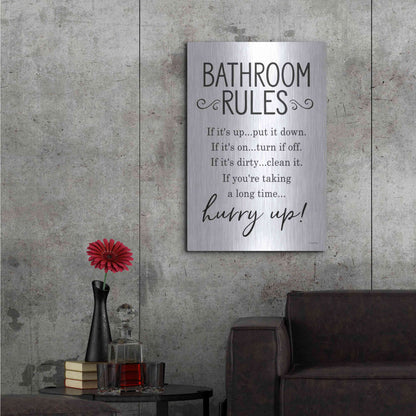Luxe Metal Art 'Bathroom Rules' by Lettered & Lined, Metal Wall Art,24x36