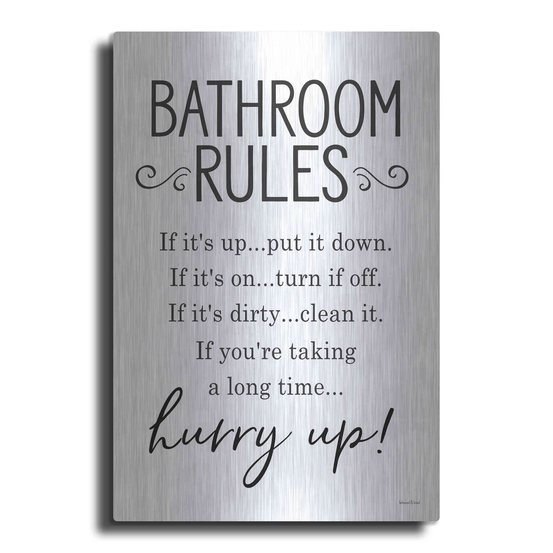 Luxe Metal Art 'Bathroom Rules' by Lettered & Lined, Metal Wall Art