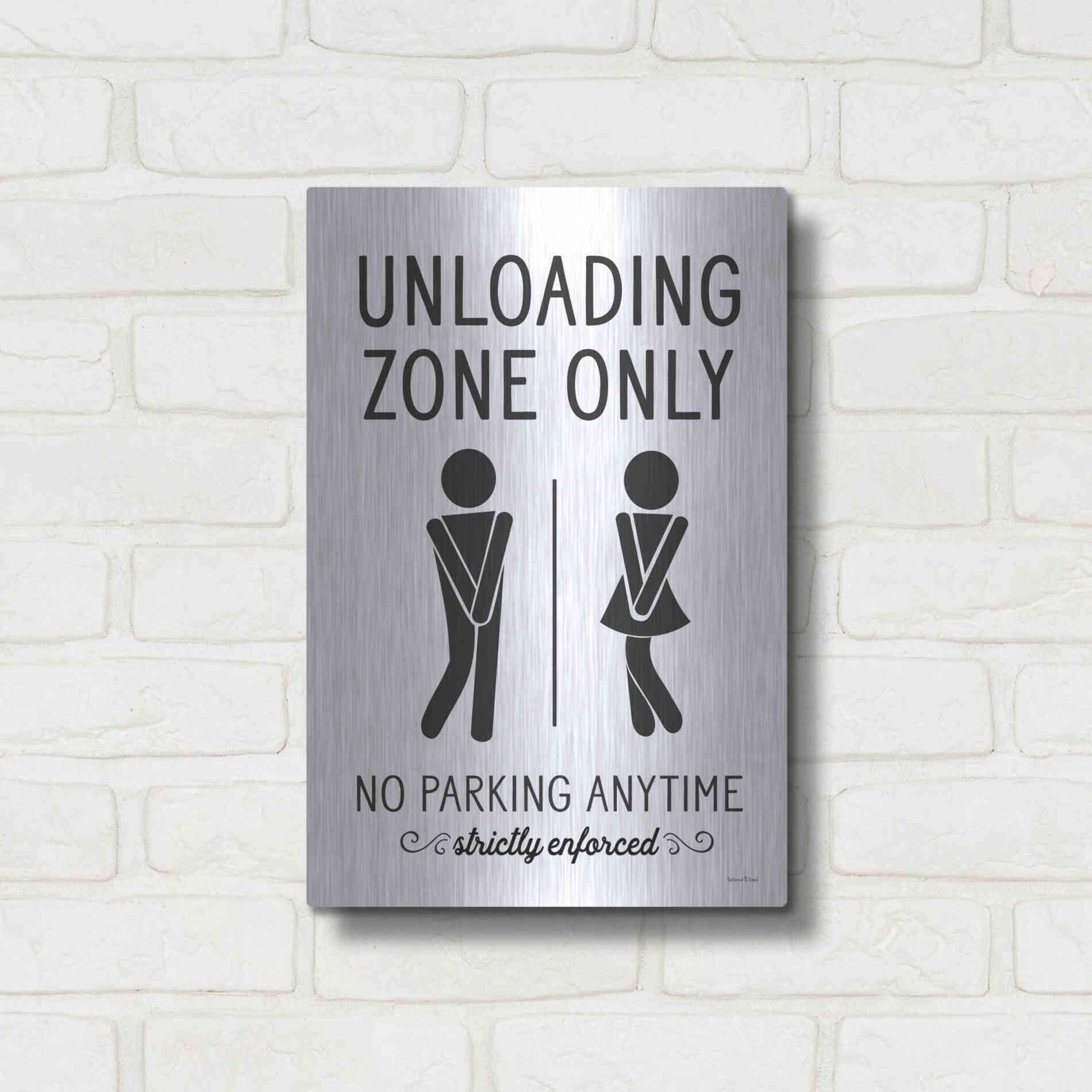 Luxe Metal Art 'Unloading Zone Only' by Lettered & Lined, Metal Wall Art,12x16