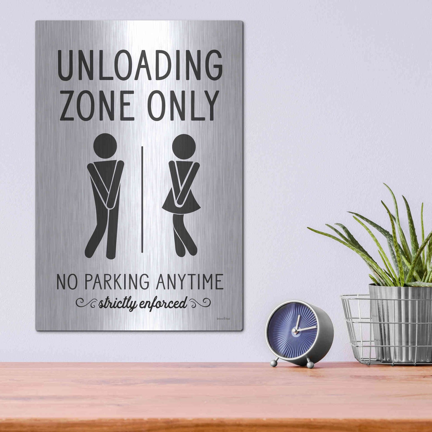 Luxe Metal Art 'Unloading Zone Only' by Lettered & Lined, Metal Wall Art,12x16