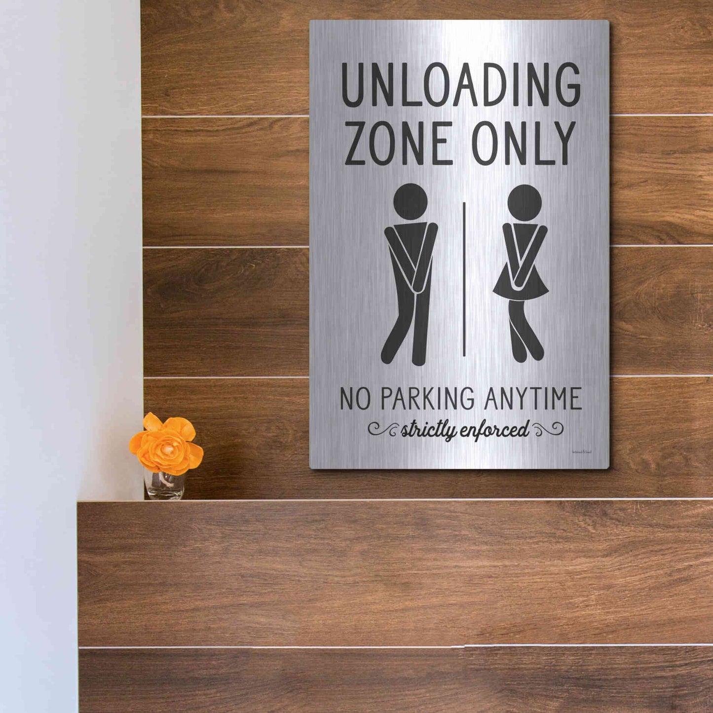 Luxe Metal Art 'Unloading Zone Only' by Lettered & Lined, Metal Wall Art,12x16