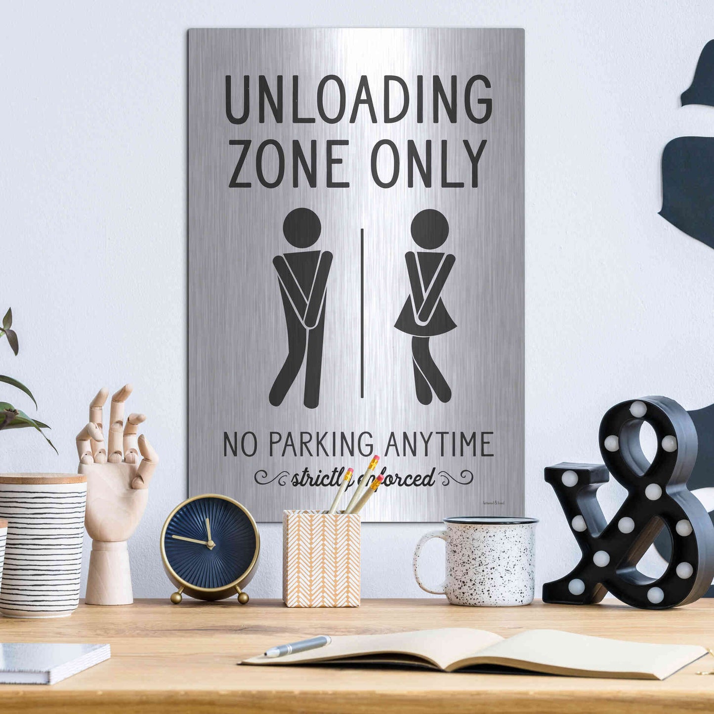 Luxe Metal Art 'Unloading Zone Only' by Lettered & Lined, Metal Wall Art,12x16
