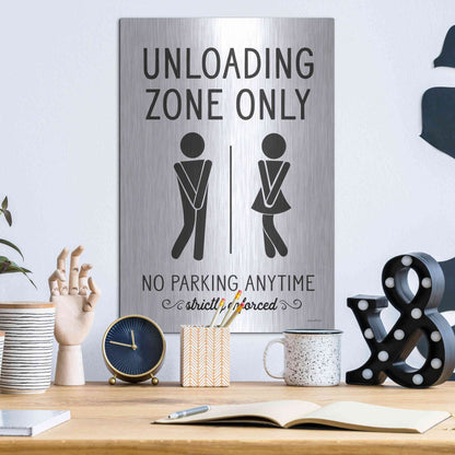 Luxe Metal Art 'Unloading Zone Only' by Lettered & Lined, Metal Wall Art,12x16