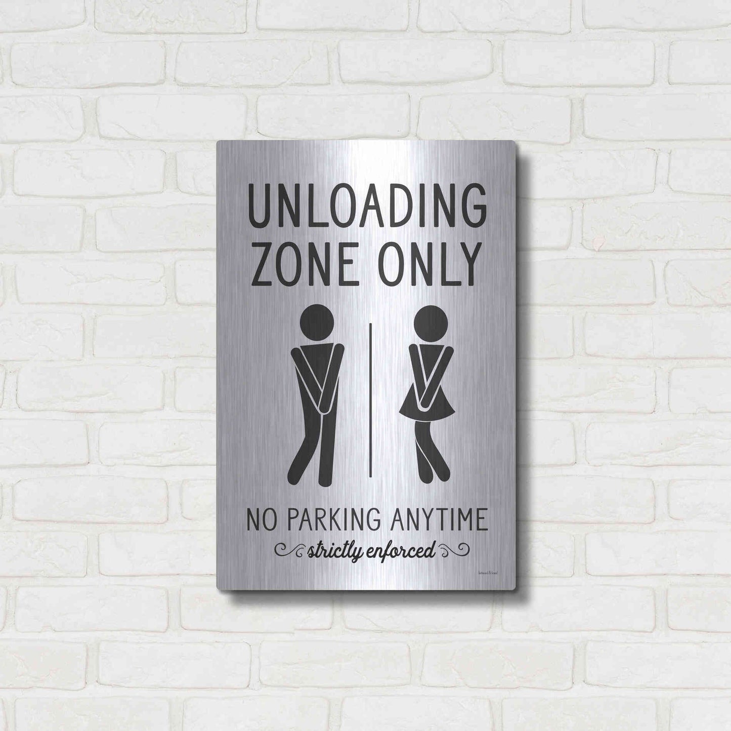 Luxe Metal Art 'Unloading Zone Only' by Lettered & Lined, Metal Wall Art,16x24