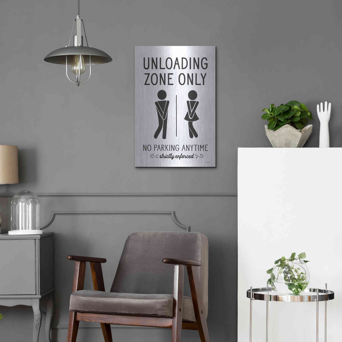 Luxe Metal Art 'Unloading Zone Only' by Lettered & Lined, Metal Wall Art,16x24