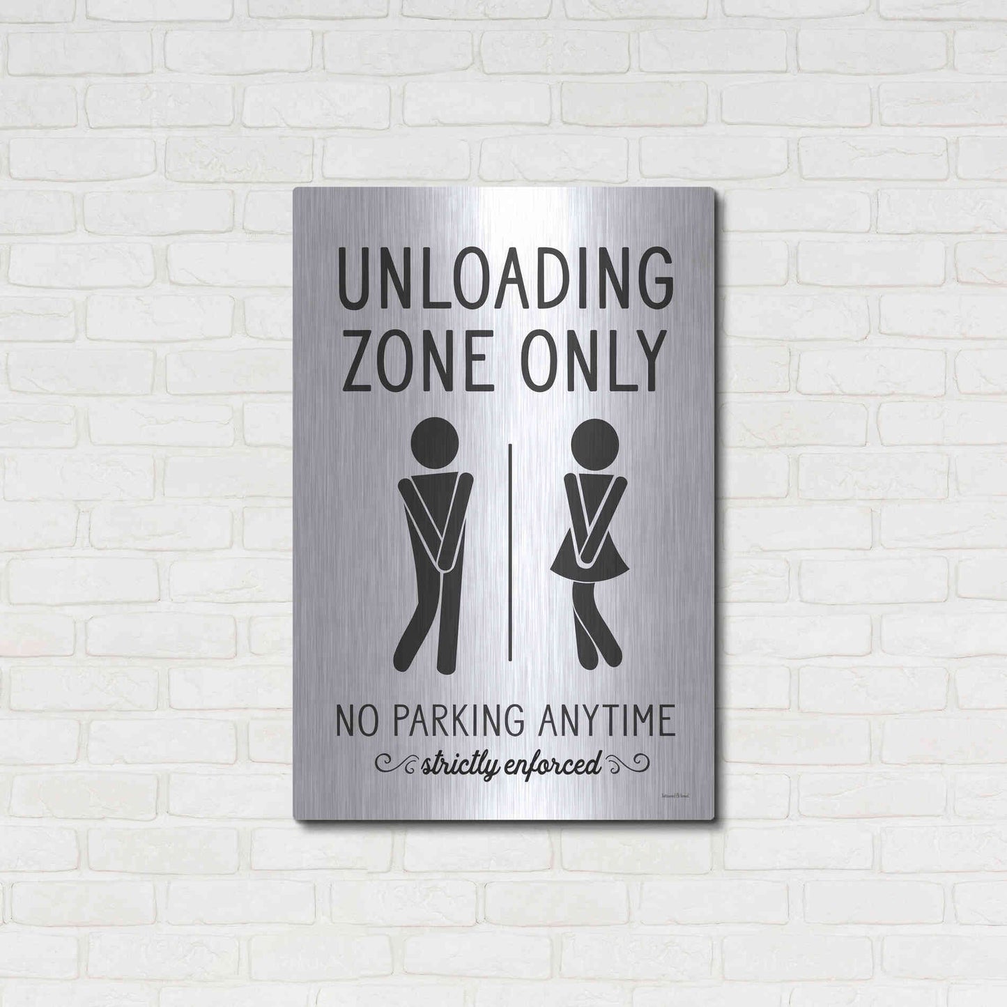 Luxe Metal Art 'Unloading Zone Only' by Lettered & Lined, Metal Wall Art,24x36