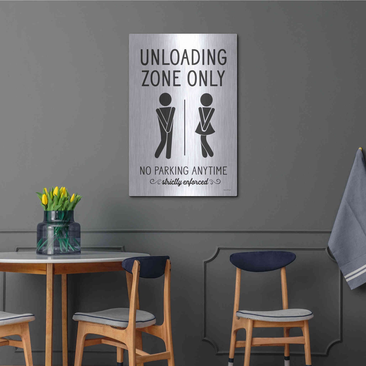 Luxe Metal Art 'Unloading Zone Only' by Lettered & Lined, Metal Wall Art,24x36
