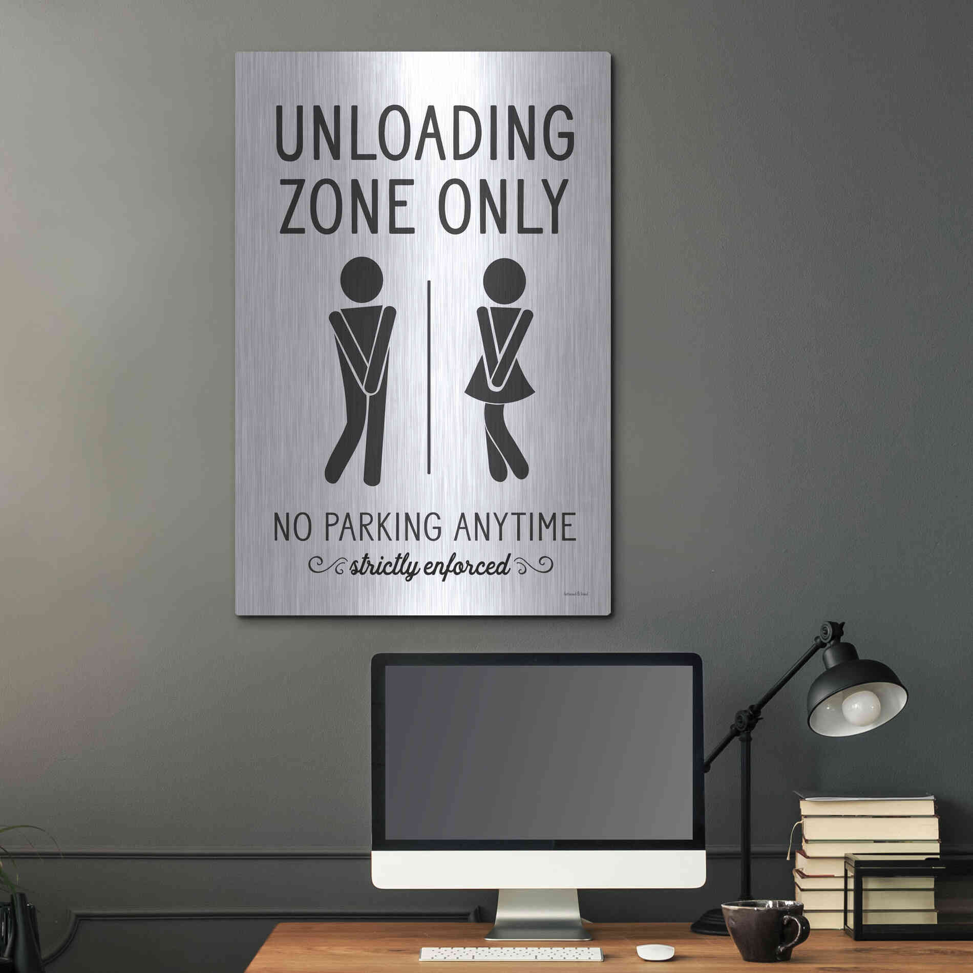 Luxe Metal Art 'Unloading Zone Only' by Lettered & Lined, Metal Wall Art,24x36