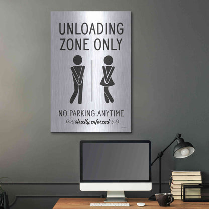 Luxe Metal Art 'Unloading Zone Only' by Lettered & Lined, Metal Wall Art,24x36