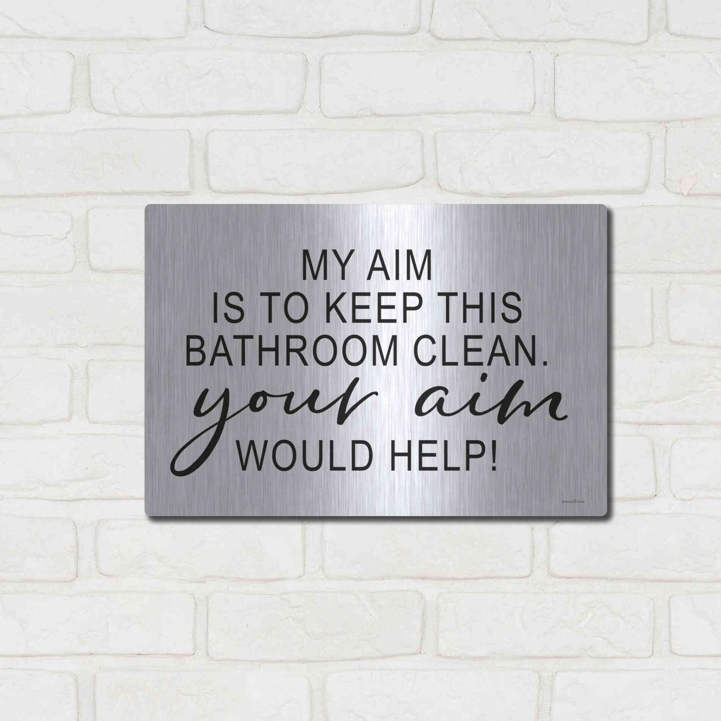 Luxe Metal Art 'Clean Bathroom' by Lettered & Lined, Metal Wall Art,16x12
